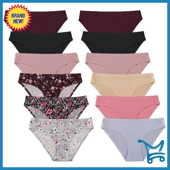Seamless No Show Bikini Panties 12-Pack XS-XL Recycled Material